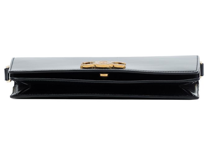 Céline Borsa a tracolla Celine Trapeze Strass Triomphe in pelle di vitello lucida nera Nero - vista 3