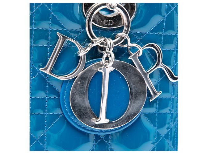 Lady Dior Cannage in vernice blu, misura Medium - vista 5