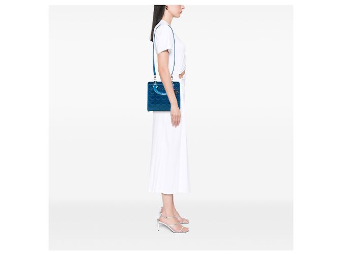 Lady Dior Cannage in vernice blu, misura Medium - vista 6