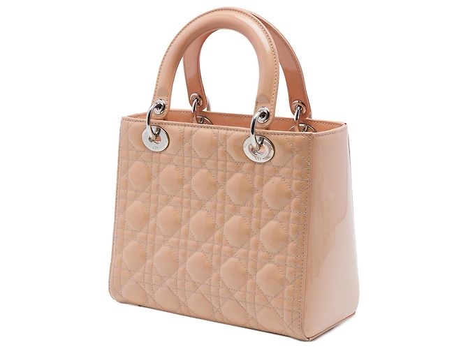 Dior Marrone Medium Patent Cannage Lady Dior Carne - vista 2