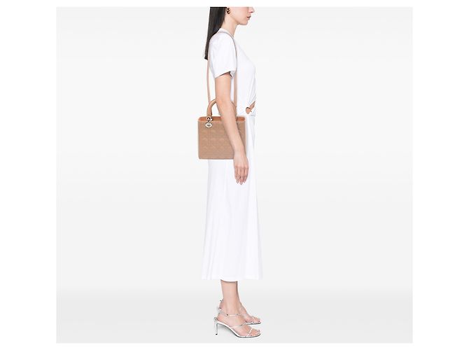Dior Marrone Medium Patent Cannage Lady Dior Carne - vista 6