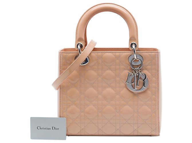 Dior Marrone Medium Patent Cannage Lady Dior Carne - vista 7