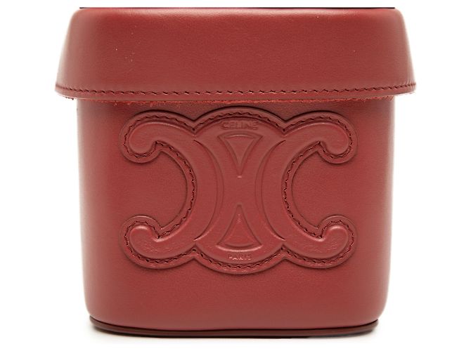 Céline Celine Borsa Cuir Triomphe Box in pelle di vitello rossa Small Rosso - vista 6