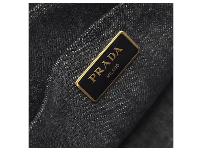 Borsa Prada Gray Small Canvas Canapa Logo Marrone - vista 5