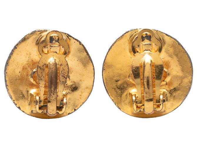 Orecchini Chanel Gold CC placcati oro tondi con clip D'oro - vista 2