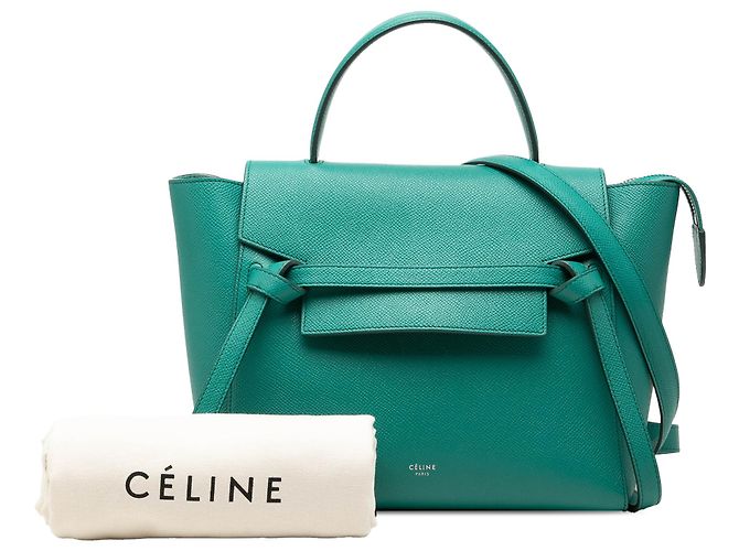 Belt Bag Céline Borsa Belt in pelle di vitello micro granulata verde Celine - vista 8