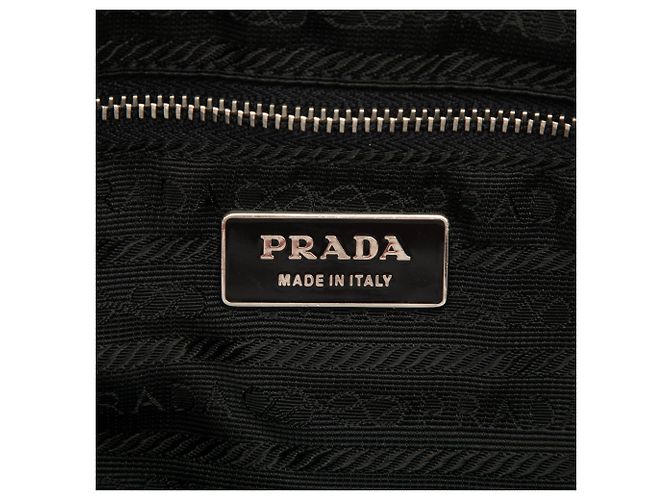 Borsa a tracolla Prada Black Vitello Daino Trimmed Tessuto Zip Top Nero - vista 5