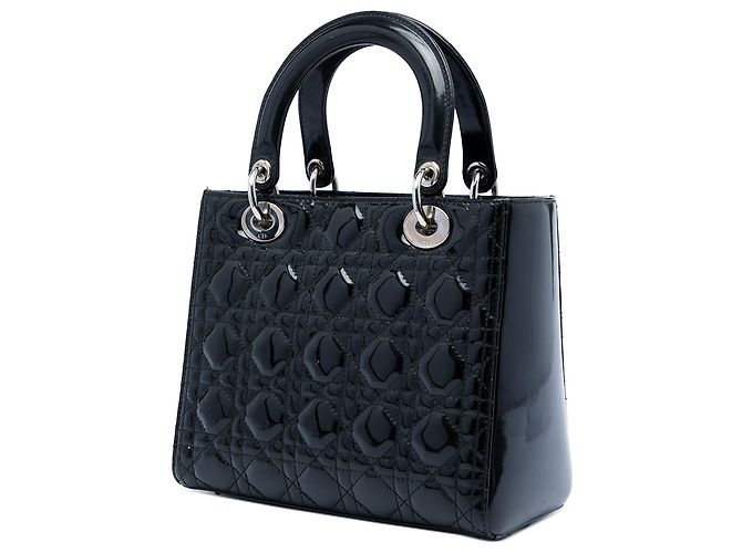 Dior Lady Dior Cannage nero medio in vernice - vista 2