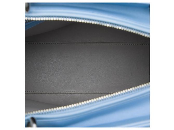 Lady Dior aus zweifarbigem blauem Lammleder groß - Ansicht 4