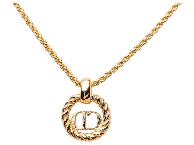Dior Gold CD Logo Twist-Rundanhänger Halskette, vergoldet Golden - Ansicht 3