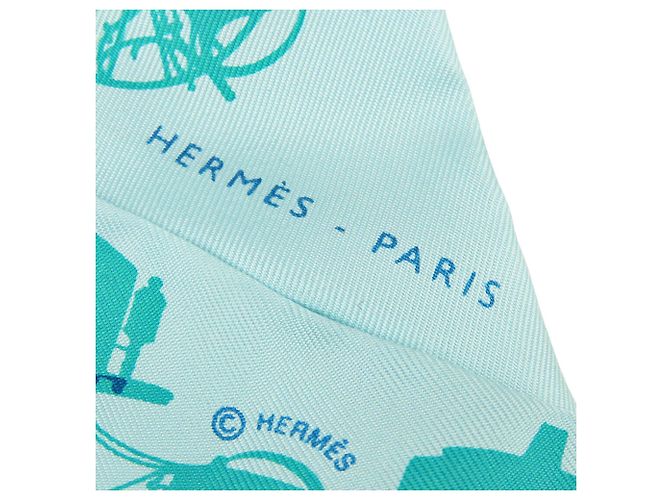 Hermès Seidentuch Twilly Blue Rayons X Carriage Blau Türkis - Ansicht 5