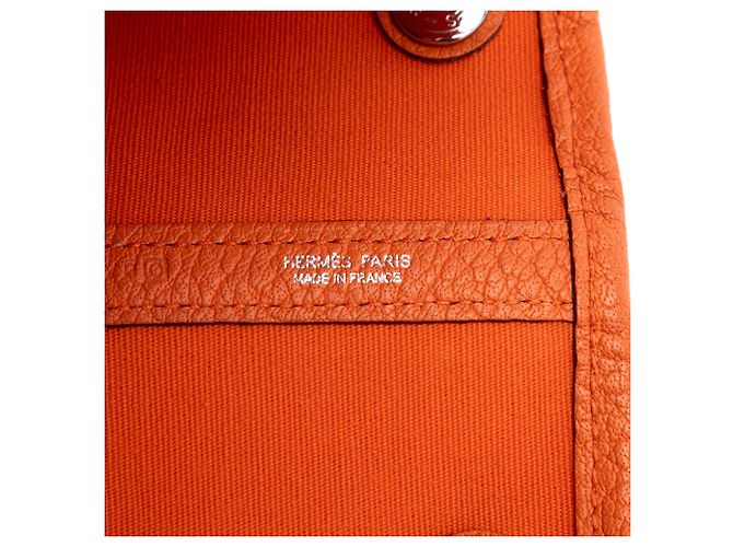 Hermès Garden Party 36 in Toile Orange e Negonda Arancione - vista 5