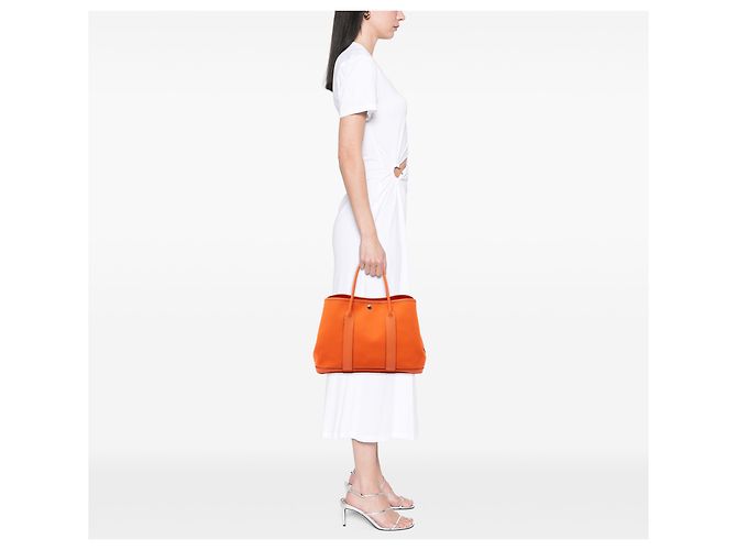 Hermès Garden Party 36 in Toile Orange e Negonda Arancione - vista 6