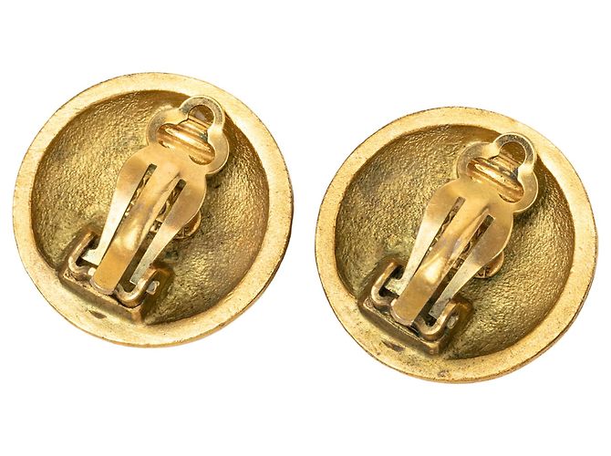 Orecchini Chanel Gold CC placcati oro tondi con clip D'oro - vista 2