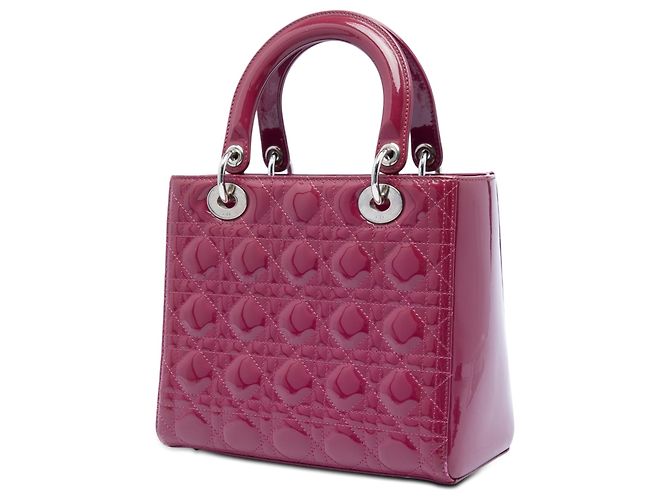 Lady Dior Cannage in vernice rosa, misura Medium - vista 2