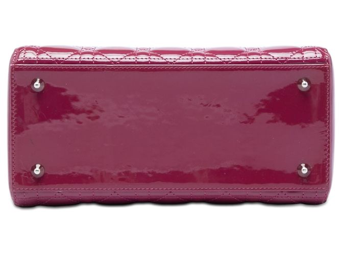 Lady Dior Cannage in vernice rosa, misura Medium - vista 3
