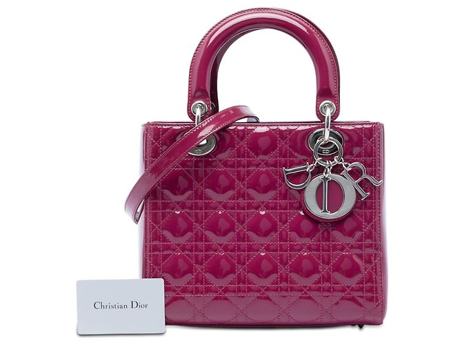 Lady Dior Cannage in vernice rosa, misura Medium - vista 6