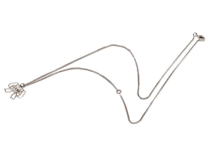 Collana con pendente Chanel Silver CC Brass Strass Bow Argento - vista 3