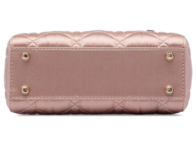Lady Dior Mini in raso rosa con cristalli Swarovski Cannage - vista 3