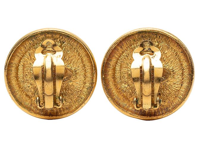 Orecchini Chanel Gold CC placcati oro tondi con clip D'oro - vista 2