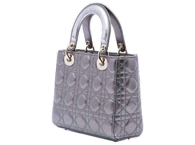 Dior Grau Kleines Metallic Lambskin Cannage My ABCDior Lady Dior Braun - Ansicht 2
