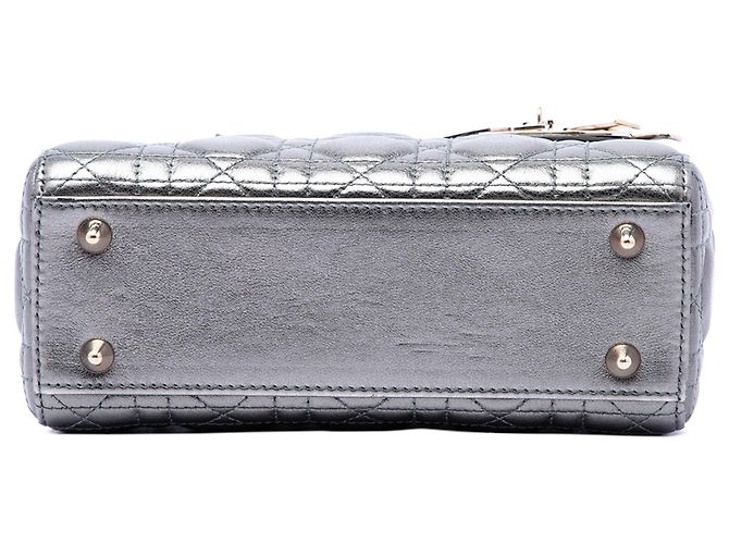 Dior Grau Kleines Metallic Lambskin Cannage My ABCDior Lady Dior Braun - Ansicht 3