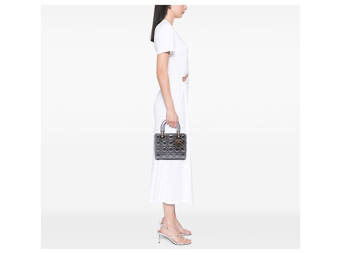 Dior Grau Kleines Metallic Lambskin Cannage My ABCDior Lady Dior Braun - Ansicht 6