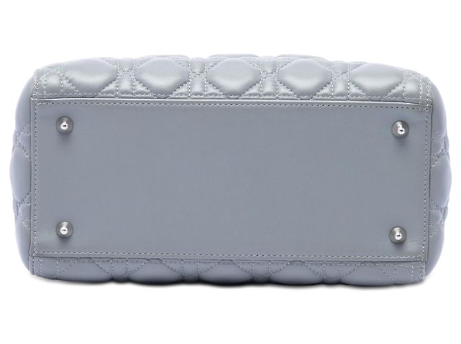 Dior Lady Dior aus metallischem Lammleder Cannage in Grau Medium Braun - Ansicht 3