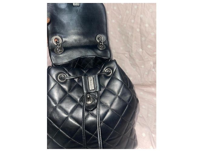 Chanel Quilted Black Leather Backpack - view 5
