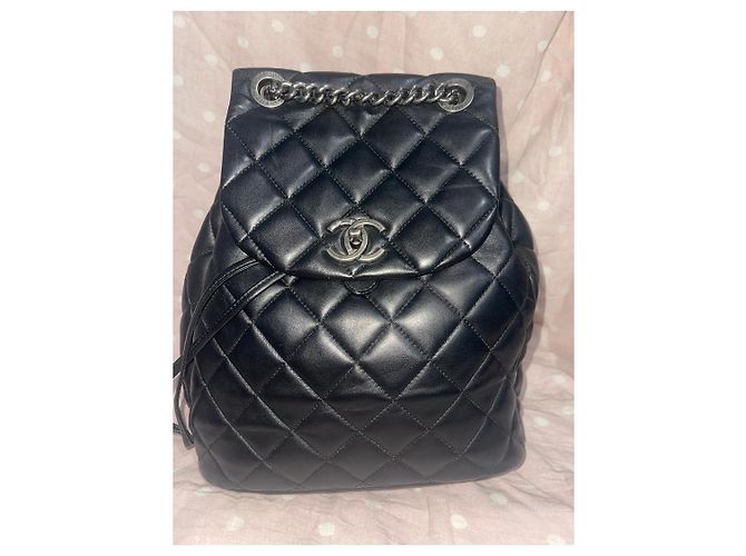Chanel Quilted Black Leather Backpack - view 7