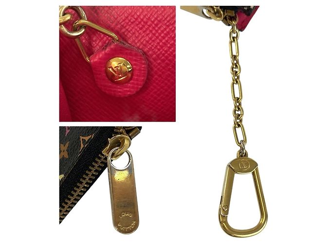 Louis Vuitton Monogram Multicolor Pochette Clé Noir Nero - vista 4