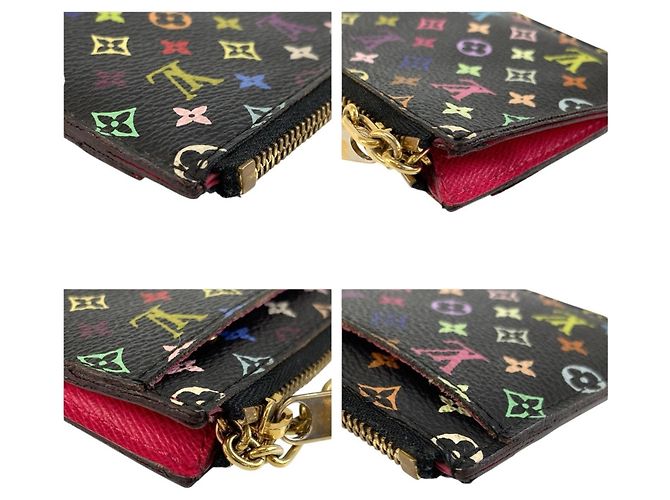 Louis Vuitton Monogram Multicolor Pochette Clé Noir Nero - vista 7