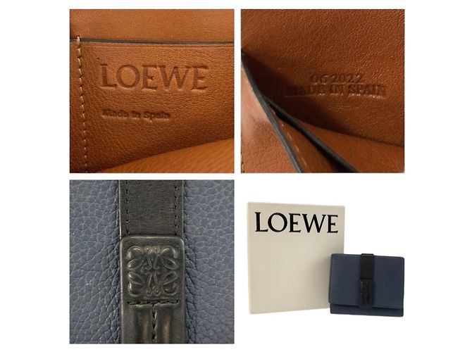 Portafoglio trifold Loewe in pelle marrone nero blu navy - vista 3