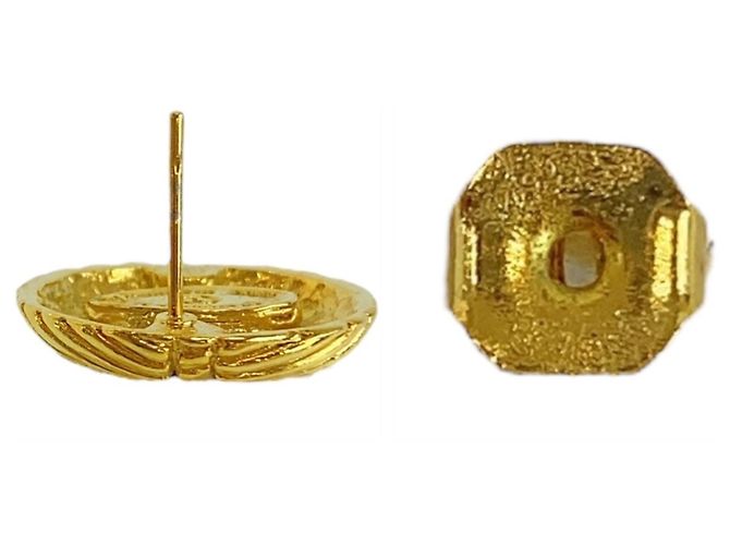 Chanel Vintage Coco Mark vergoldete Ohrringe mit schwarzer Hardware Golden - Ansicht 5