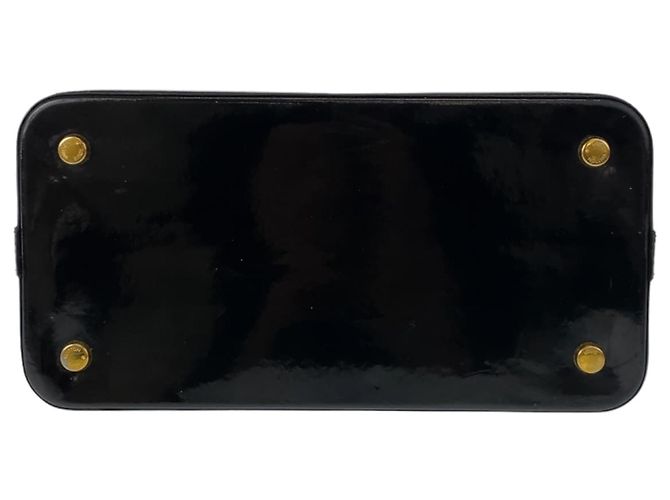 Borsa Louis Vuitton Vintage Monogram Vernis Lockit MM Nero Giallo - vista 10