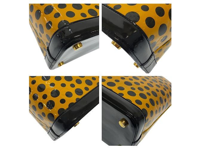 Borsa Louis Vuitton Vintage Monogram Vernis Lockit MM Nero Giallo - vista 3