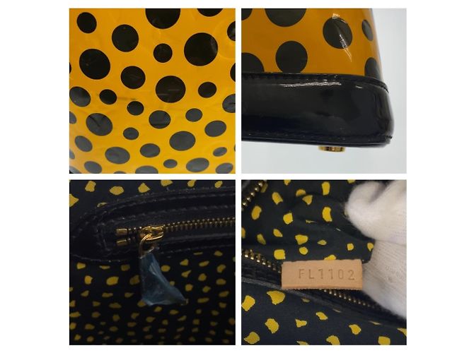 Borsa Louis Vuitton Vintage Monogram Vernis Lockit MM Nero Giallo - vista 4