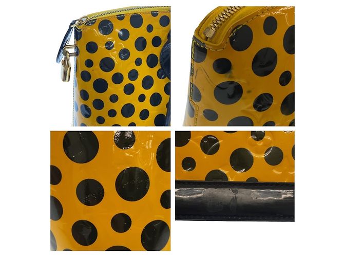 Borsa Louis Vuitton Vintage Monogram Vernis Lockit MM Nero Giallo - vista 5
