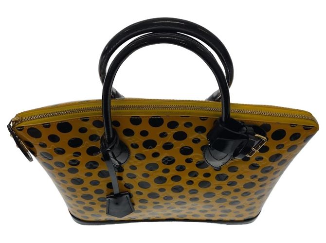 Borsa Louis Vuitton Vintage Monogram Vernis Lockit MM Nero Giallo - vista 6