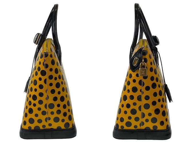 Borsa Louis Vuitton Vintage Monogram Vernis Lockit MM Nero Giallo - vista 8