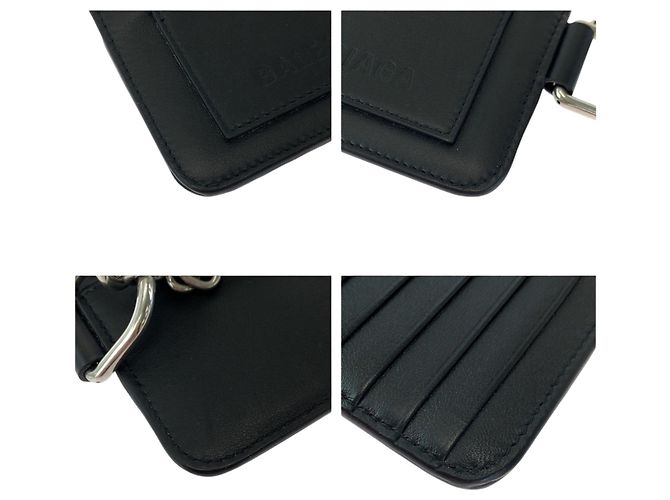 Balenciaga Black Leather Card Case - view 3