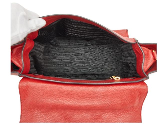 Borsa a mano e borsa a tracolla in pelle rossa Prada Rosso - vista 8