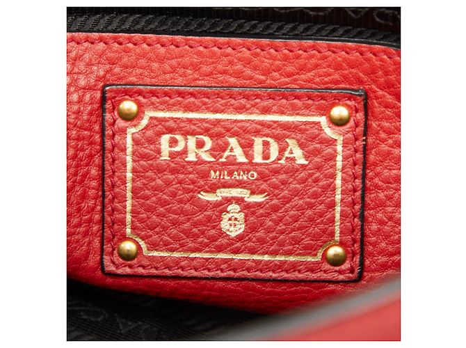 Borsa a mano e borsa a tracolla in pelle rossa Prada Rosso - vista 9