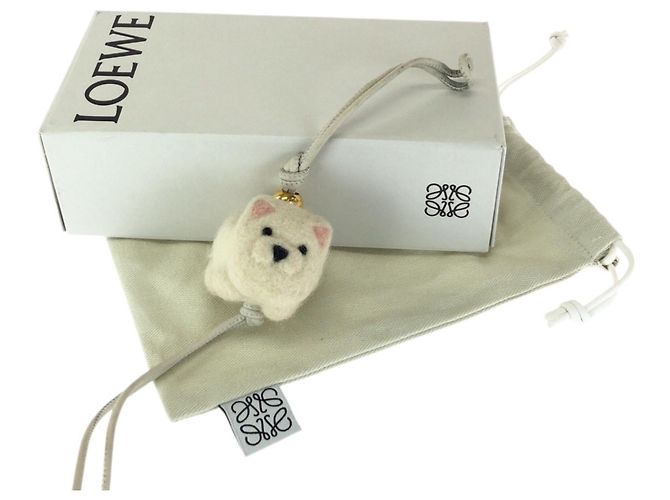 Portachiavi in pelle off-white Loewe Bianco sporco - vista 6