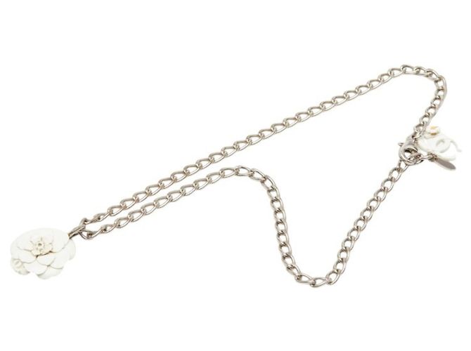 Collana Chanel Coco Mark Motif Camelia Argento Bianco - vista 4