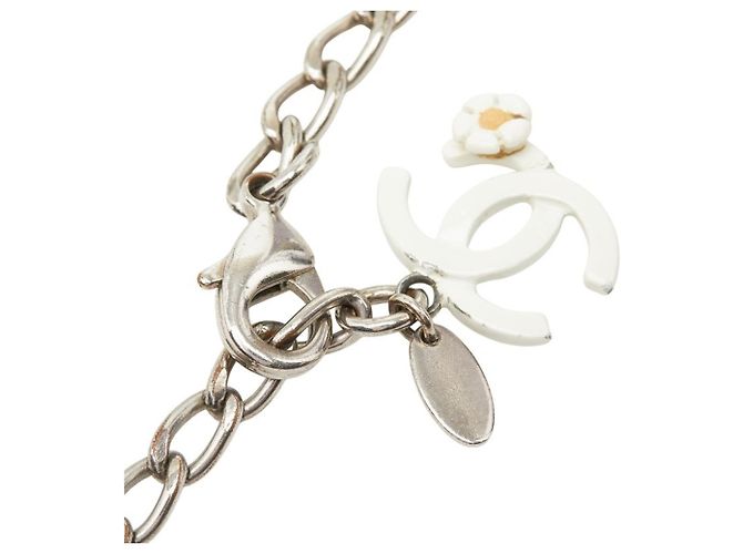 Collana Chanel Coco Mark Motif Camelia Argento Bianco - vista 5