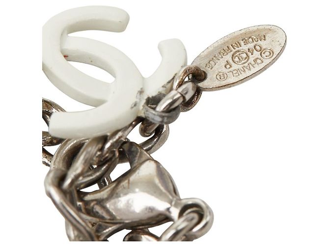 Collana Chanel Coco Mark Motif Camelia Argento Bianco - vista 6
