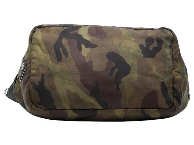 Prada Triangle Logo Plate Camouflage Handtasche Schwarz Khaki - Ansicht 3