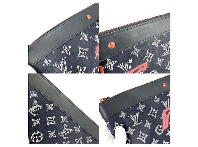 Pochette Apollo Louis Vuitton da uomo in Monogram Ink Upside Down Blu navy - vista 7