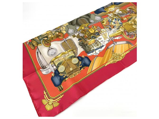 Foulard Carré 90 AUTOMOBILE Hermès Rosso - vista 4
